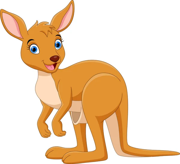 Glücklicher Känguru Cartoon Auf Weißem Hintergrund — Stockvektor