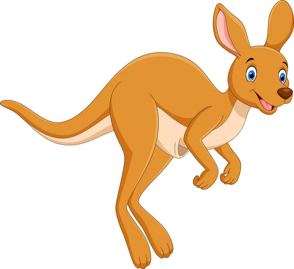 Cute Kangaroo Cartoon Jumping — Stock Vector