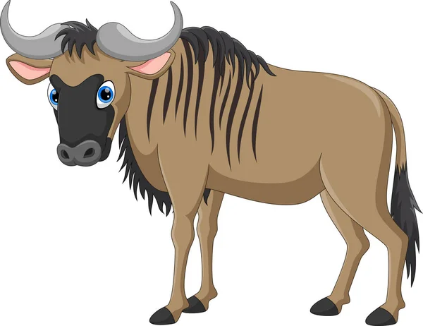 Ilustração Vetorial Gnu Dos Desenhos Animados Isolado Fundo Branco —  Vetores de Stock