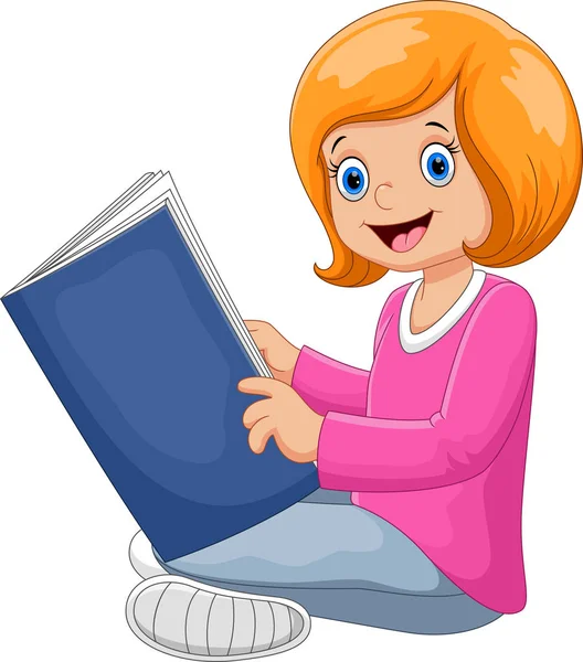 Kleines Mädchen Liest Ein Buch — Stockvektor