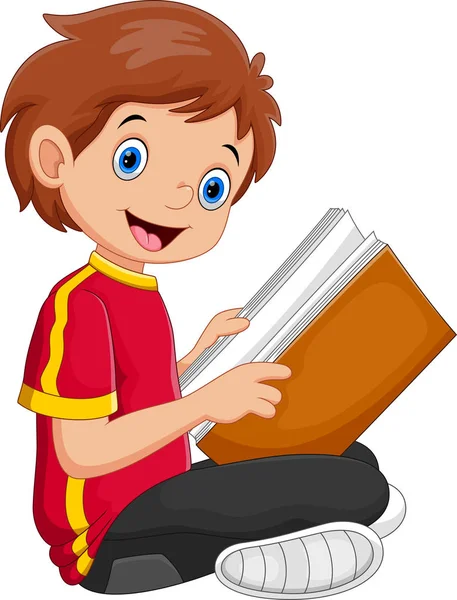 Kleiner Junge Liest Ein Buch — Stockvektor