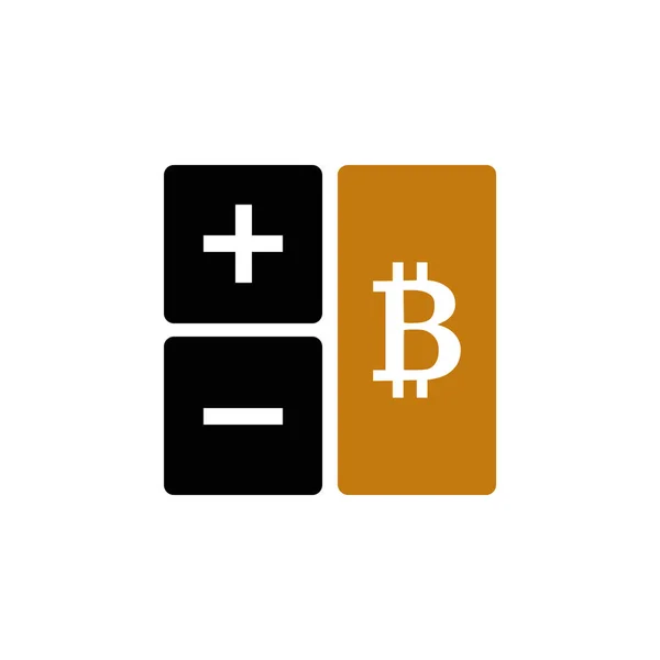 Kalkulačka Ikona Znakem Bitcoin Těžba Kryptoměn — Stockový vektor
