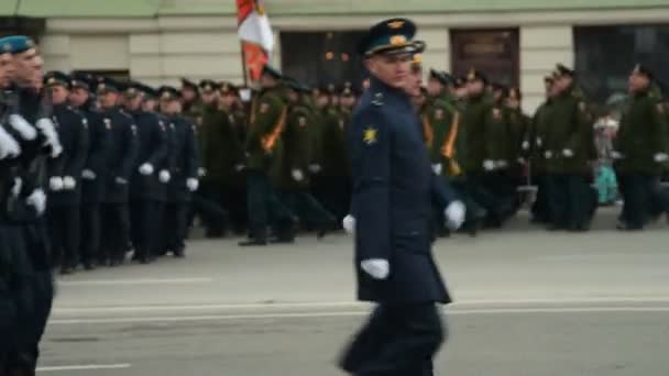 Novosibirsk Rusland Mei 2018 Unitr Van Luchtlandingstroepen Marcheren Tijdens Laatste — Stockvideo