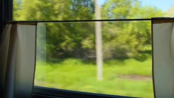 Viaje en tren. Vista de la ventana — Vídeos de Stock