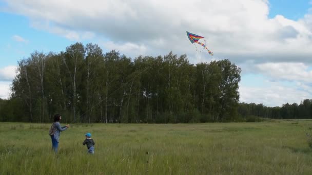 Cometa voladora al aire libre — Vídeos de Stock