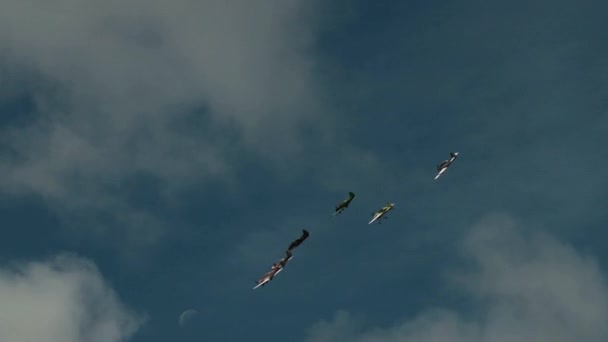 Group of stunt planes in the sky — Stock Video