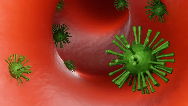 Corona virus disease (COVID-19) infection of medical illustration. pathogen respiratory influenza virus cells.outbreak deep-seated cells as a respiratory syndrome, viral pneumonia symptom.3D render.