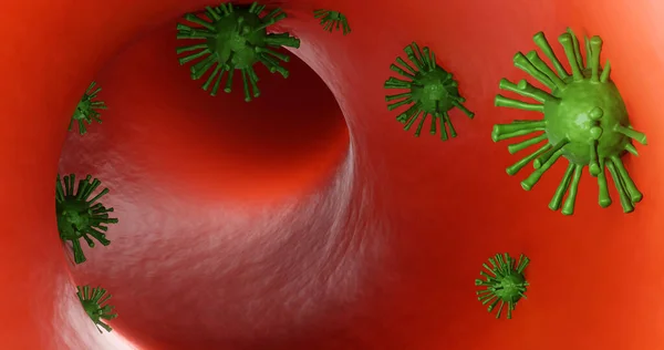 Infección Por Virus Corona Covid Ilustración Médica Células Patógenas Del —  Fotos de Stock