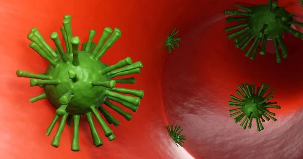 Infección Por Virus Corona Covid Ilustración Médica Células Patógenas Del —  Fotos de Stock