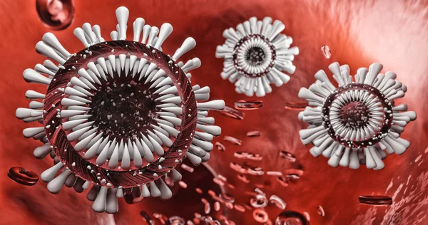 Corona Vírus Covid Fertőzés Orvosi Illusztráció Kórokozó Légzőszervi Influenzavírus Sejtek — Stock Fotó