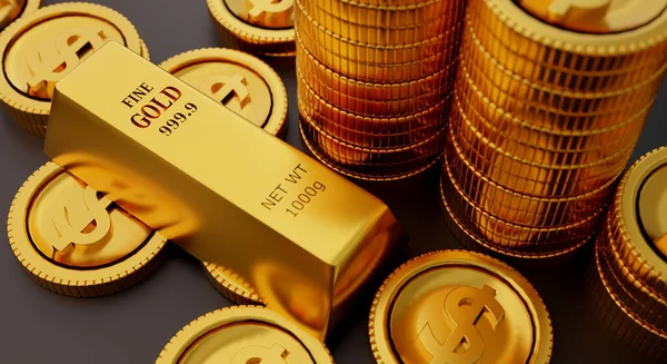 Saf Altın Külçelerine Yapılan Ticari Yatırım 1000 Gram Ağırlığında Borsa — Stok fotoğraf