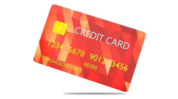 Red Credit Card Isolated White Background — Stock Photo, Image