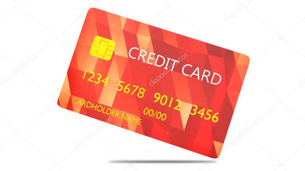 Red credit card isolated on white background