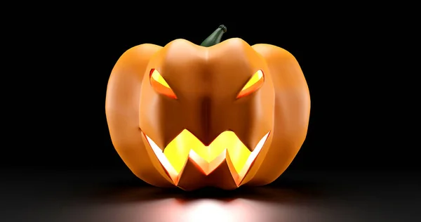 Rendu Célébration Halloween Tête Citrouille Sculptant Sourire Les Yeux Scrary — Photo