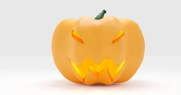 Render Celebration Halloween Pumpkin Head Carving Smile Scrary Eyes Used — Stock Photo, Image