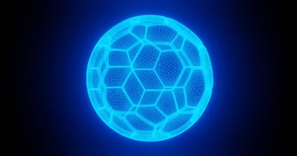 Tecnología Futurista Malla Alambre Elemento Poligonal Forma Fútbol Estructura Conexión — Vídeos de Stock