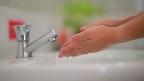 Wash Hands Soap Water Rubbing Nails Fingers Washing Frequently Using — Stock Video