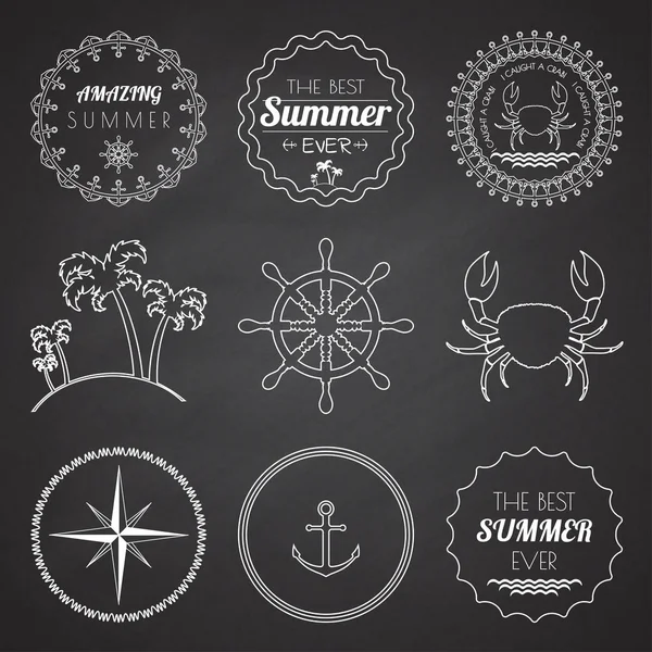 Conjunto de 9 elementos de verão design, molduras, bordas Ilustrações De Stock Royalty-Free