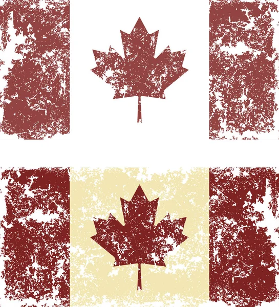 Alte Zerkratzte Fahne Vektor Illustration Der Kanadischen Flagge — Stockvektor