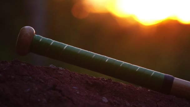 Slow Motion Main Joueur Baseball Prend Une Batte Baseball Pour — Video