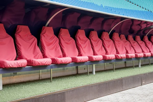 Detalle Silla Roja Reserva Banco Del Entrenador Del Personal Estadio —  Fotos de Stock