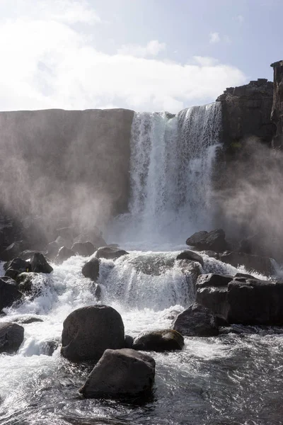 Wodospad Oxararfoss Golden Circle Park Narodowy Thingvellir Islandia — Zdjęcie stockowe