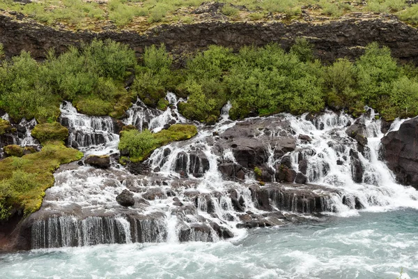 Blick Auf Einen Teil Des Wasserfalls Hraunfossar Island — Stockfoto