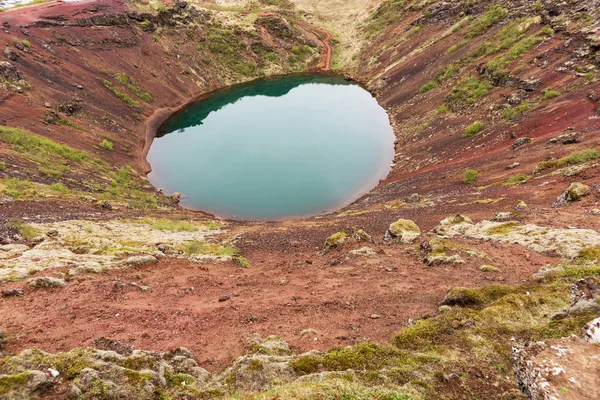 Keri Sopečné Kráterové Jezero Nazývané Také Kerid Nebo Kerith Islandu — Stock fotografie