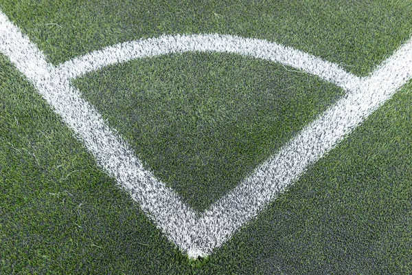 Esquina Blanca Campo Fútbol Verde Fondo Fútbol — Foto de Stock