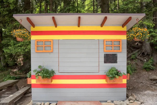 Barevné Abstraktní Malý Dřevěný Dům Uzavřené Obchůdek — Stock fotografie