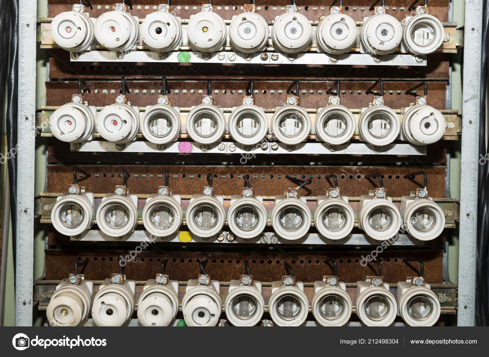 Old Electrical Fuse Box Porcelain Fuses — Stock Photo