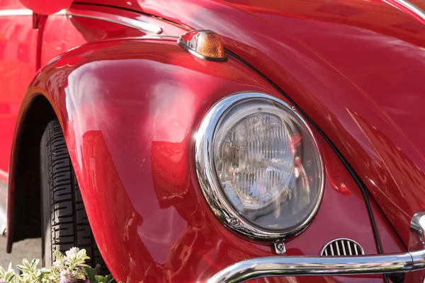 Blinker Und Scheinwerfer Frontansicht Des Autos Roter Farbe — Stockfoto