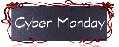 Cyber Pazartesi soyut siyah banner şablon. Cyber Pazartesi etiket