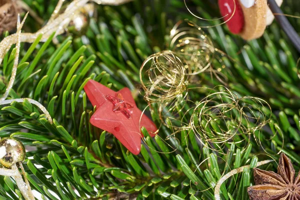 Kerstmis Achtergrond Met Decoratie Fir Takken — Stockfoto