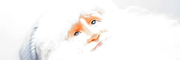 Santa Claus Twarz Niebieskimi Oczami Biały Broda — Zdjęcie stockowe