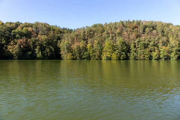 Paisaje Fluvial Otoño Río Bosque Fondo Natural — Foto de Stock