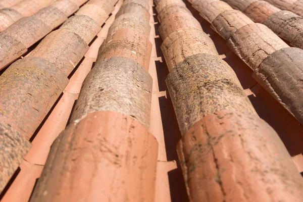 Típico Ornamento Terracota Telhas Vermelhas Telhados Nas Ilhas Canárias Espanha — Fotografia de Stock