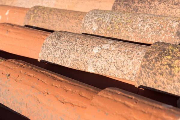 Típico Ornamento Terracota Telhas Vermelhas Telhados Nas Ilhas Canárias Espanha — Fotografia de Stock