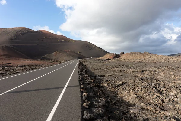 Street Volcanic Area Timanfaya National Park Lanzarote Canary Islands Spain — Stock Photo, Image