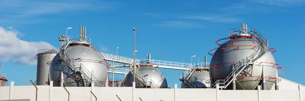 Oil or fuel storage tanks in industrial area