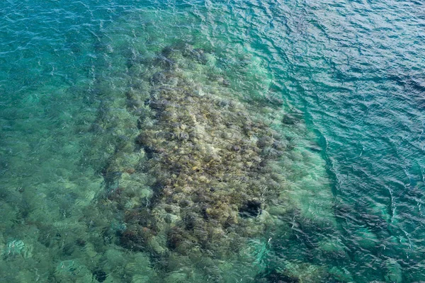 Der Türkisfarbene Meeresgrund Durch Das Wasser Ist Der Meeresboden Sichtbar — Stockfoto