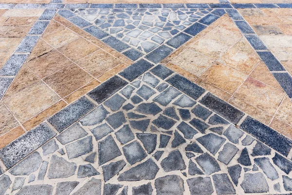 Decorative Sidewalk Pavement Tiled Floor Gray Brown Tiles Diagonal Stripes — Stock Photo, Image