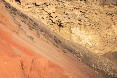 Lanzarote dağlarında kuru taşlı yapısı closeup. Kanarya Adaları. İspanya
