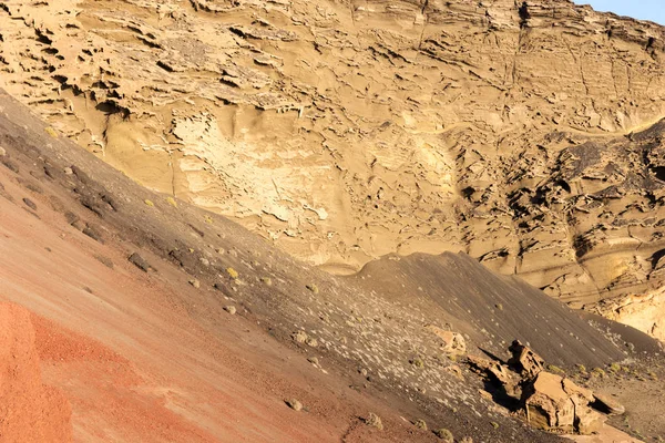 Zbliżenie Suche Kamienistych Struktury Górach Lanzarote Wyspy Kanaryjskie Hiszpania — Zdjęcie stockowe