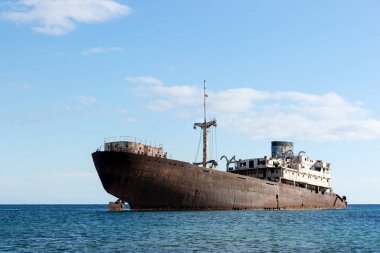 Başkenti Arrecife dışında bulunan eski batık. Lanzarote. Kanarya Adaları