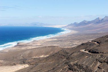 Cofete plaj manzarası. Fuerteventura, Kanarya Adaları, İspanya. Seyahat hedef