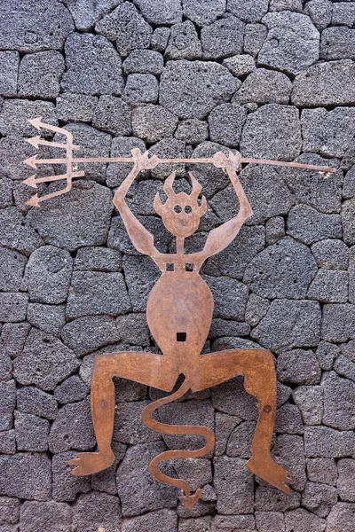 Símbolo Del Diablo Afortunado Del Parque Nacional Timanfaya Lanzarote Islas — Foto de Stock