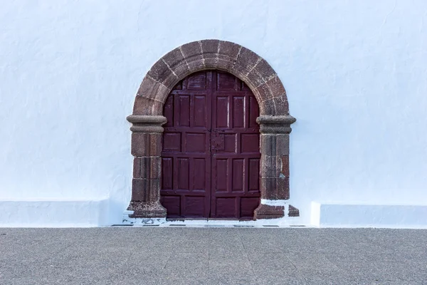 Old Arch Wooden Door Church Lanzarote Canary Islands Spain — Stock Photo, Image