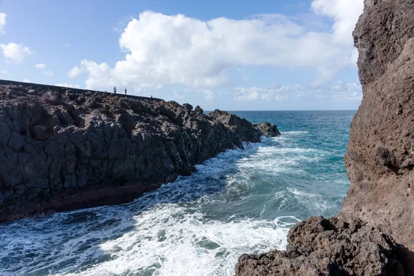 Los Hervideros Der Ort Dem Die Lava Den Ozean Floss — Stockfoto