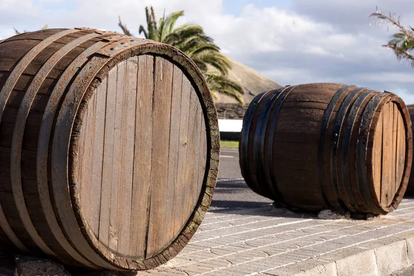 Grandes Barris Vinho Madeira Entrada Vinha Lanzarote Ilhas Canárias Espanha — Fotografia de Stock